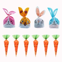 hot sale 20pcs cute rabbit carrot ear biscuit bag candy biscuit gift bag snacks baking packaging supplies christmas decorations