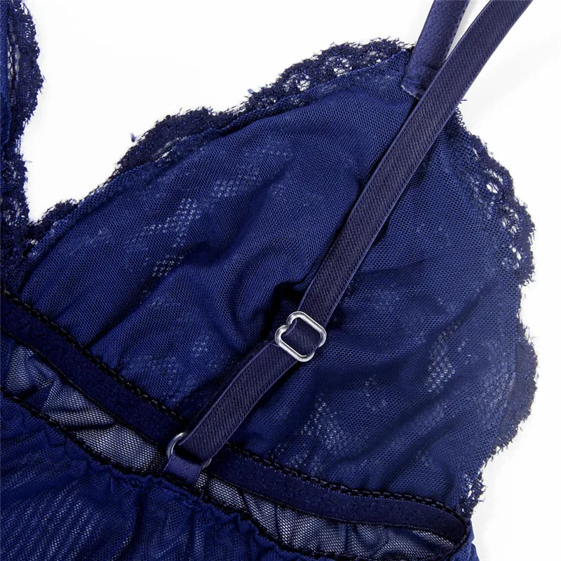 

Xmas Gift Plus Size Sexy Lingerie Dark Blue Red Women Erotic Porno Costumes Transparent Dress + Shawl + G String