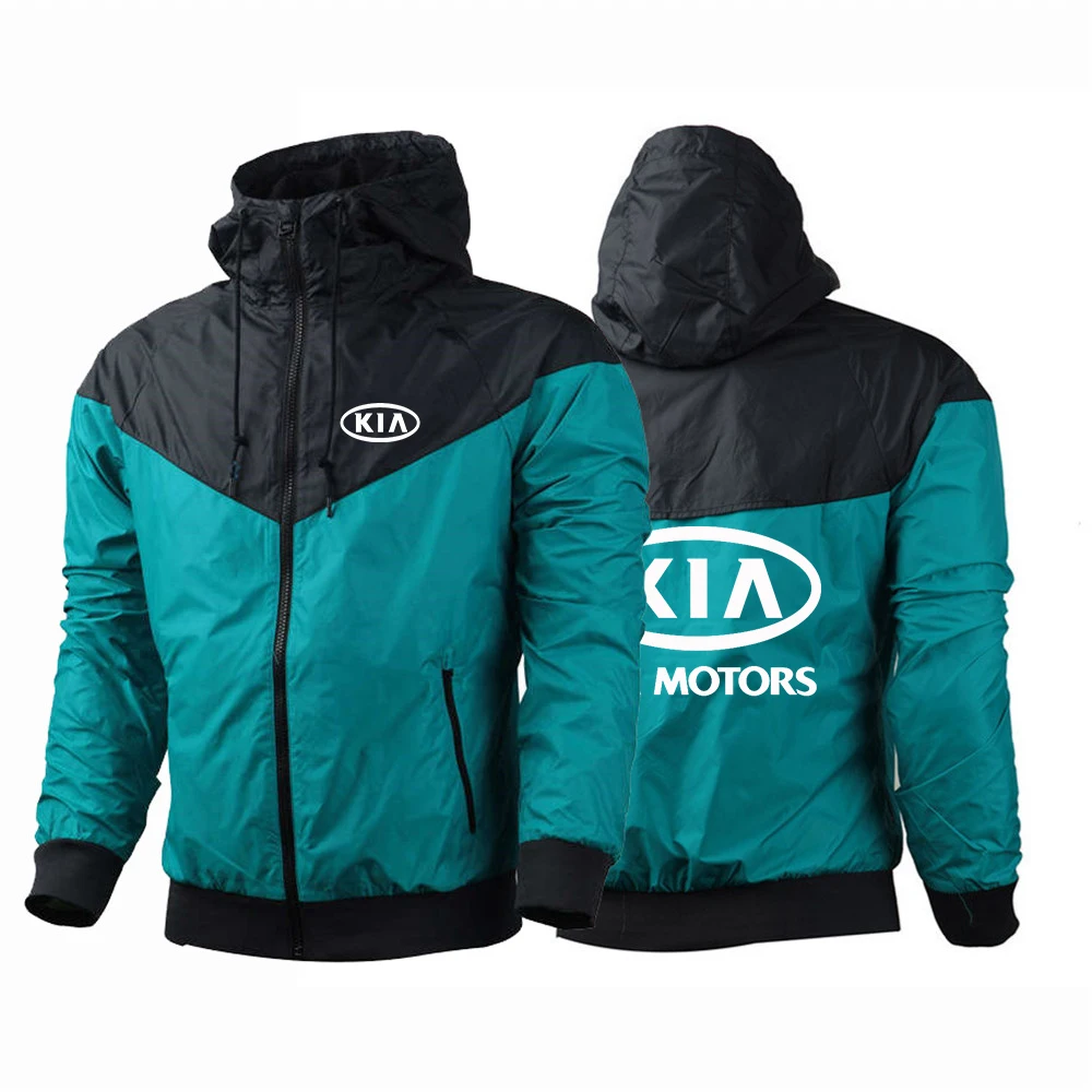 

NEW Unisex Kia Motors Car Logo Streetwear Windbreaker Hoodies Print Jacket Sport ize Leisure Zipper College Punk Men coat