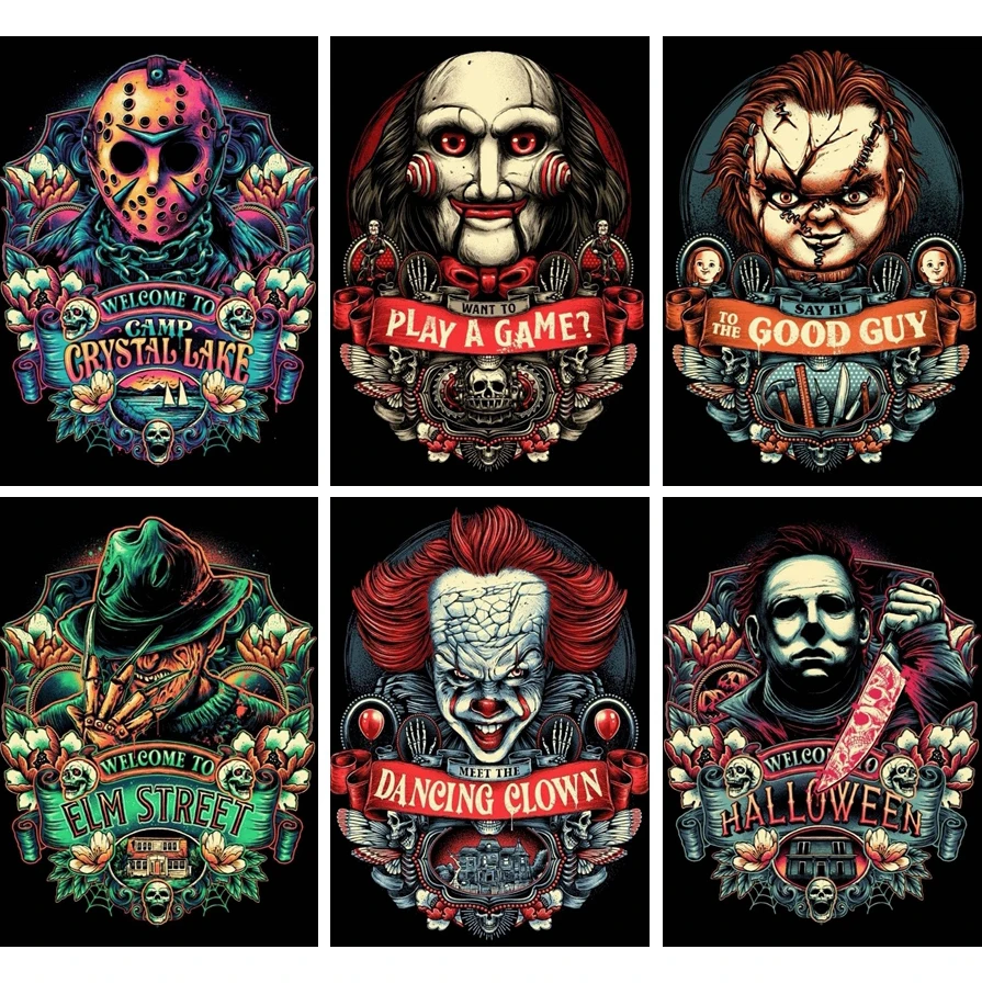 Алмазная живопись 5D сделай сам с фигуркой ужаса картина полностью