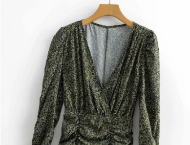 Женское мини платье 2019 новая мода v образный вырез длинный рукав в горошек со