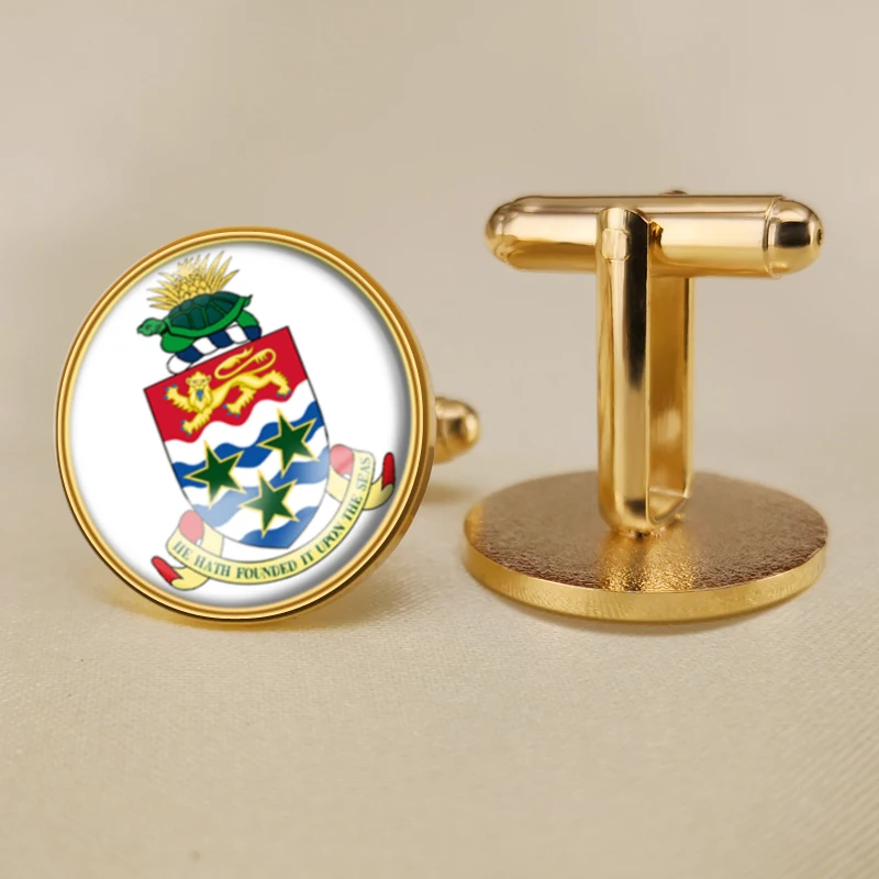 Герб доллар Каймановых островов карта национальный флаг эмблема запонки |