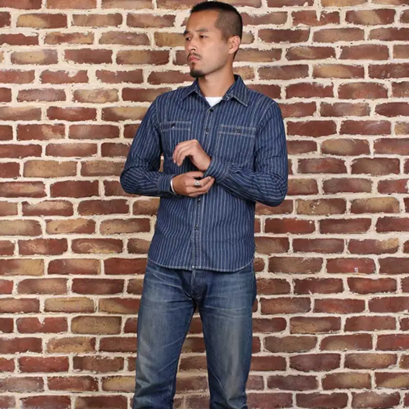 

Vintage Long LOTVH-Mans Sleeve Wabash Stripe Shirt, Asian Size, Please Read Description Before Order!