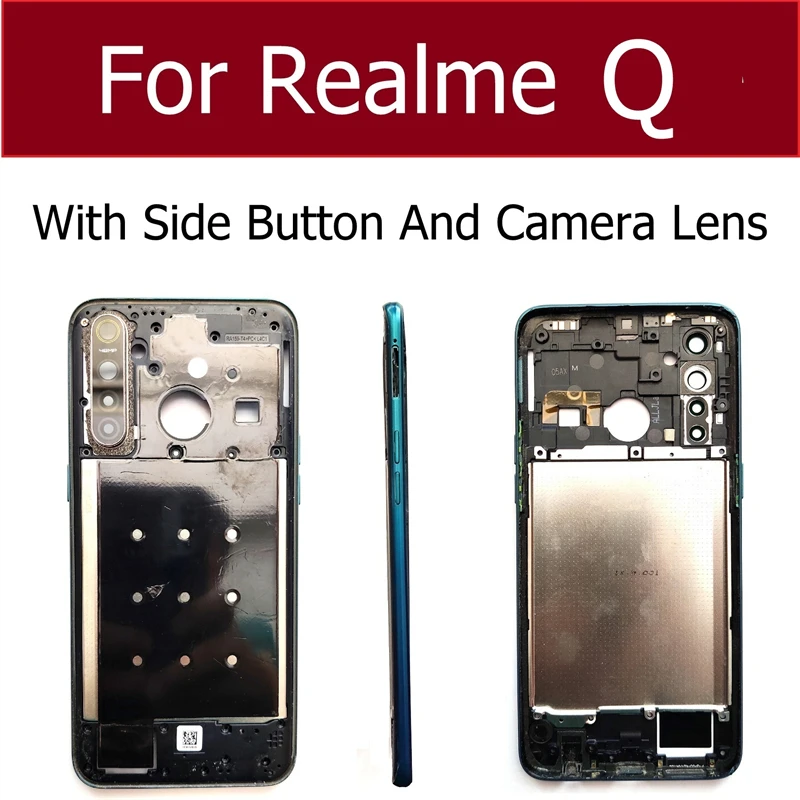 

LCD Front Frame Housing Bezel Cover Case For OPPO Realme 5 Pro Q Middle Frame With/Without Side Button And Cam Lens Repair Parts