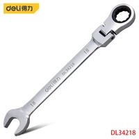 deli dl34218 movable head combination wrench specification 18mm ratchet wrenchchrome vanadium steel material hand tools polished