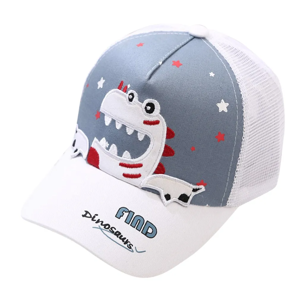 

Children'S Cartoon Dinosaur Three-Dimensional Embroidery Peaked Cap Adjustable Flat Cap Shade Sports Outdoor Hat #YL5