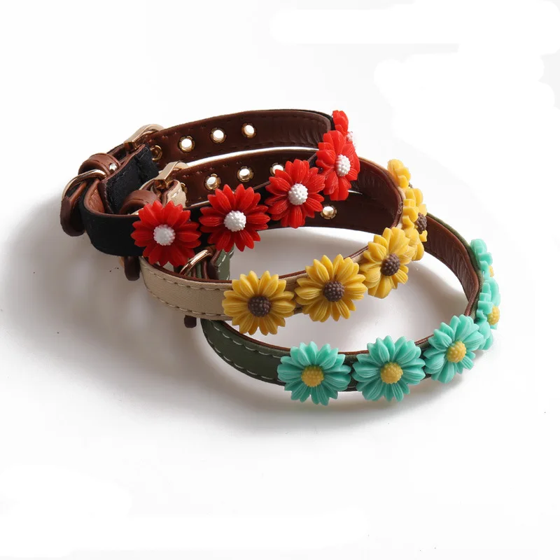 14 цветов новая мода ошейник для собаки один ряд солнечный цветок Шипованный