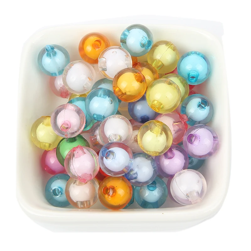 10-100Pcs Round Ball Clear Acrylic Double Bead For Jewelry Marking Diy Loose Spacer Bracelet Charm Finding | Украшения и
