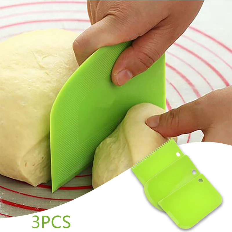 

3pc Plastic Cake Cream Spatula Dough Butter Batter Scraper Baking Tools For Home Baking Nough Cutting Tools Kitchen Gadgets
