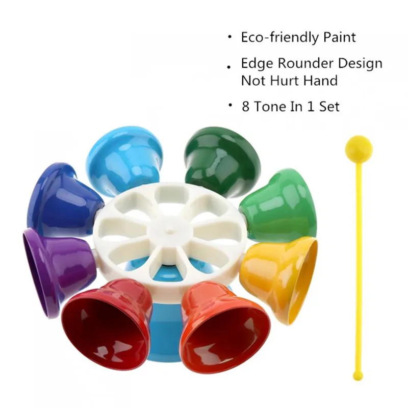 Hand Bell Colorful 8 Note Percussion Musical Children Baby Early Education Instrument | Спорт и развлечения