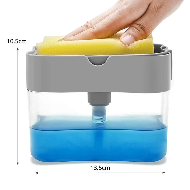 Дозатор мыла дозатор для кухни + держатель губки 2 в 1 Ручной пресс органайзер