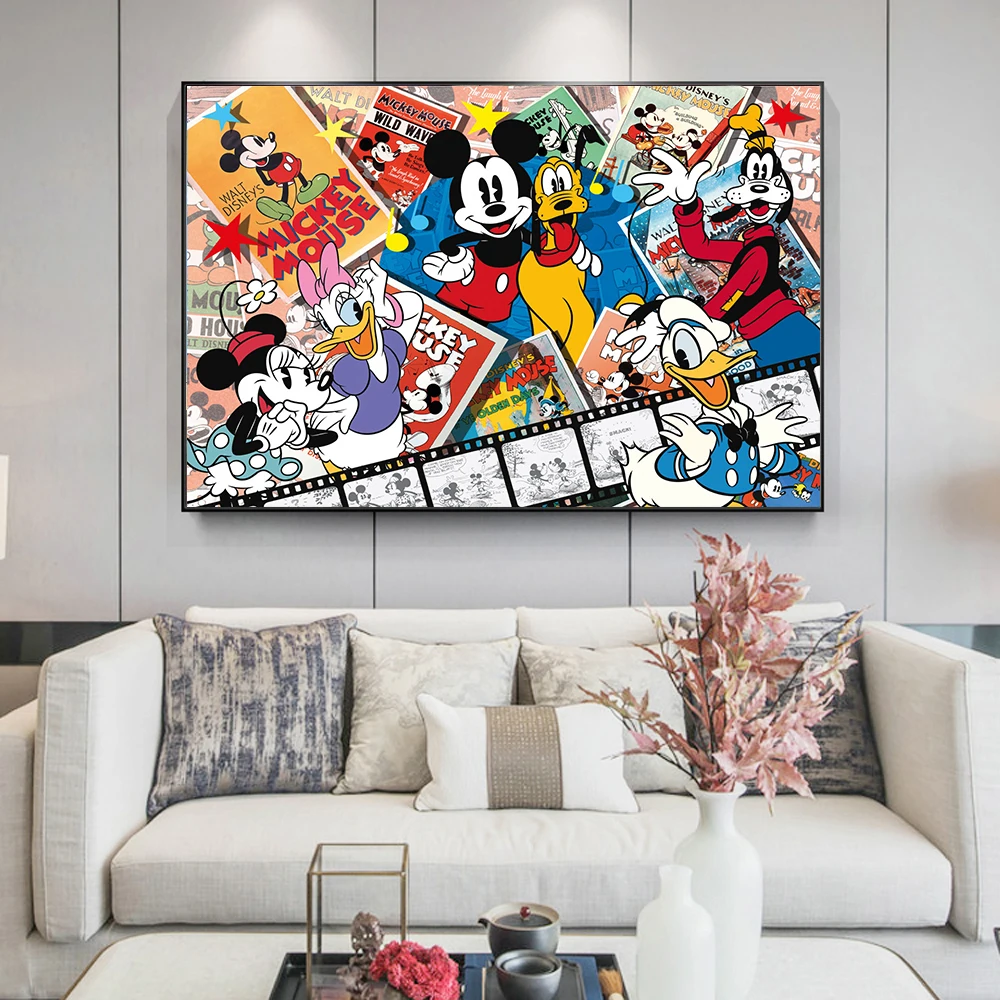 Disney мультфильм персонажи Микки Маус холст печать плакат настенное искусство