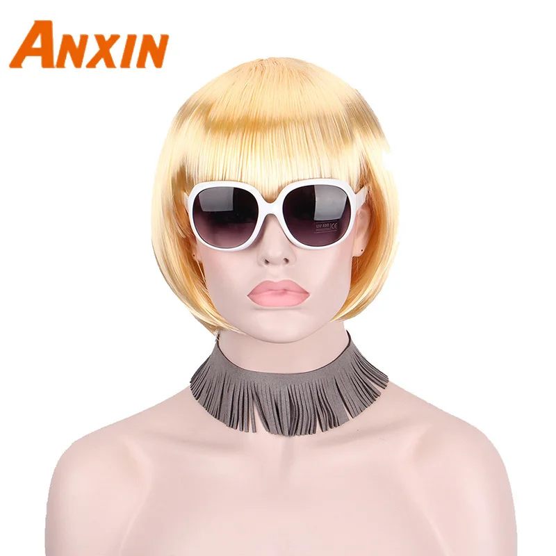 Anxin 10 дюймов синтетические короткие волосы из синтетического волокна