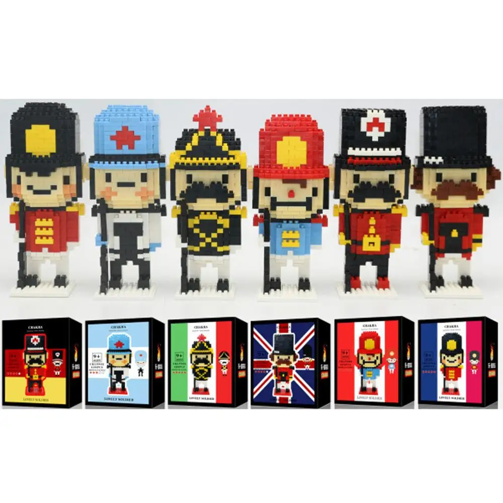 

hot Creative Royal Guard nutcracker Chrismas British Royal Soldier mini micro diamond build blocks model bricks toys child gift