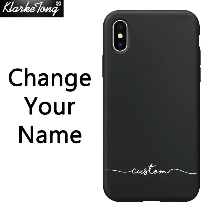 Personalized Custom Name Text Soft Silicone Phone Case For iPhone XS MAX XR 6S 7 8 Plus 11 promax Matte Black TPU Cover
