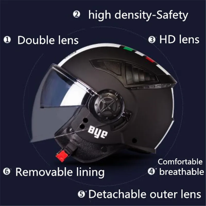 Bluetooth-compatible Motorcycle Helmet Open Face Racing Capacete Para Motocicleta Motorbike Helmets With Dual Lens Visors CE enlarge