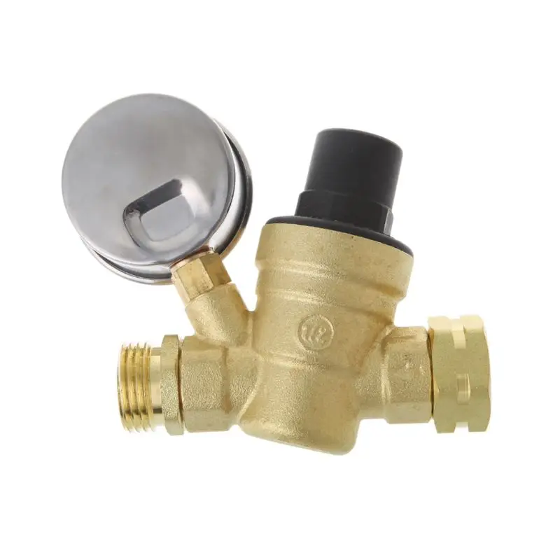 

Water Pressure Regulator for RV Camper Brass Lead-Free Adjustable RV Water Pressure Reducer 160PSI