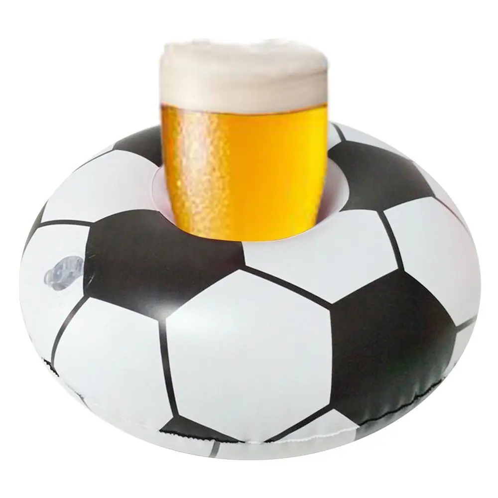 

12pcs Per Lot 22cm Inflatable Football Beer Drink Holder Can Holder Float Pool Water Fun Toy Boia De Piscinas