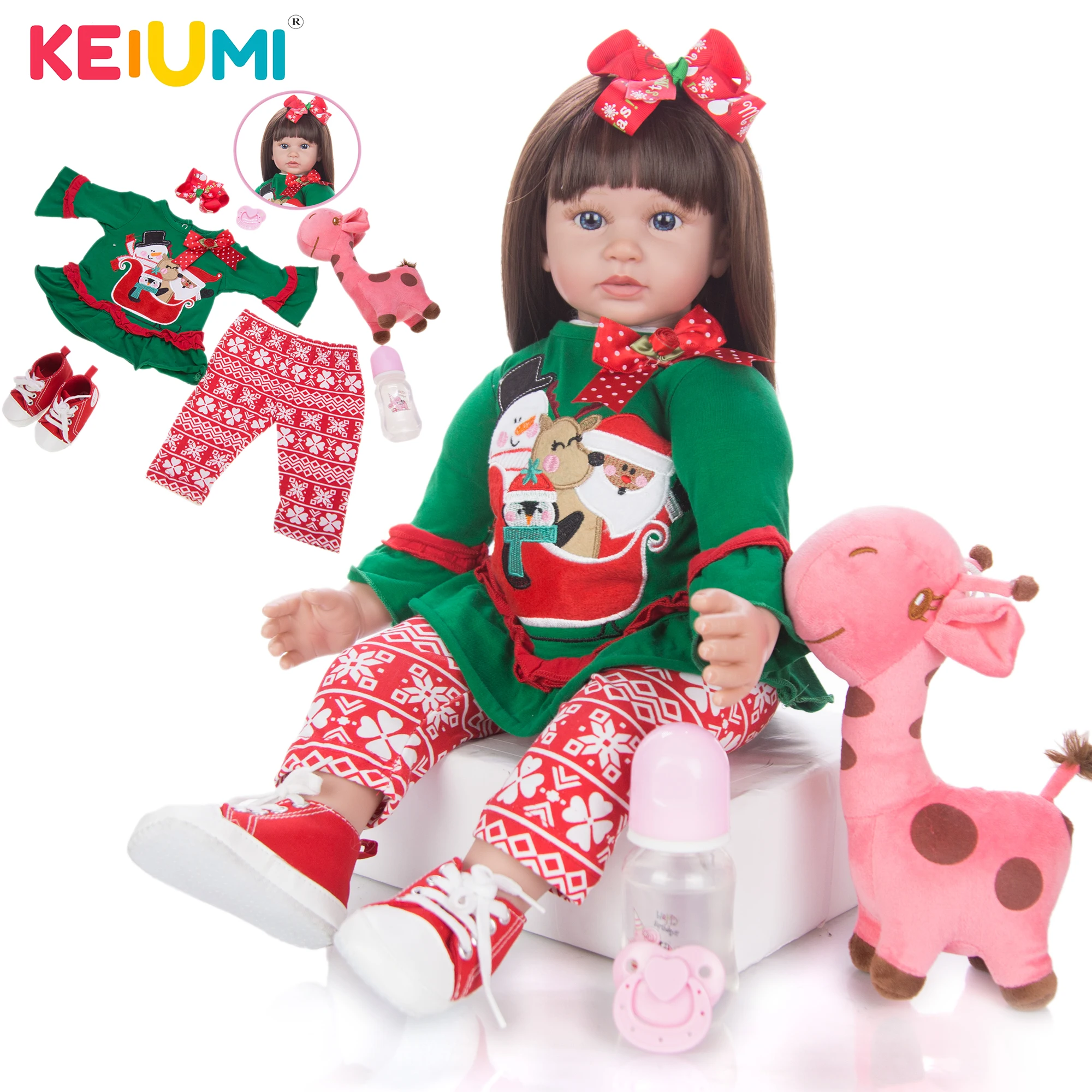 KEIUMI 24 &quotРождественская Кукла Реборн игрушка принцессы силиконовая кукла Bebe