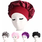 Женская ночная шапочка, однотонная Атласная шапочка для душа с широкой резинкой, горячая Распродажа, цветная шапочка для сна, колпак для сна