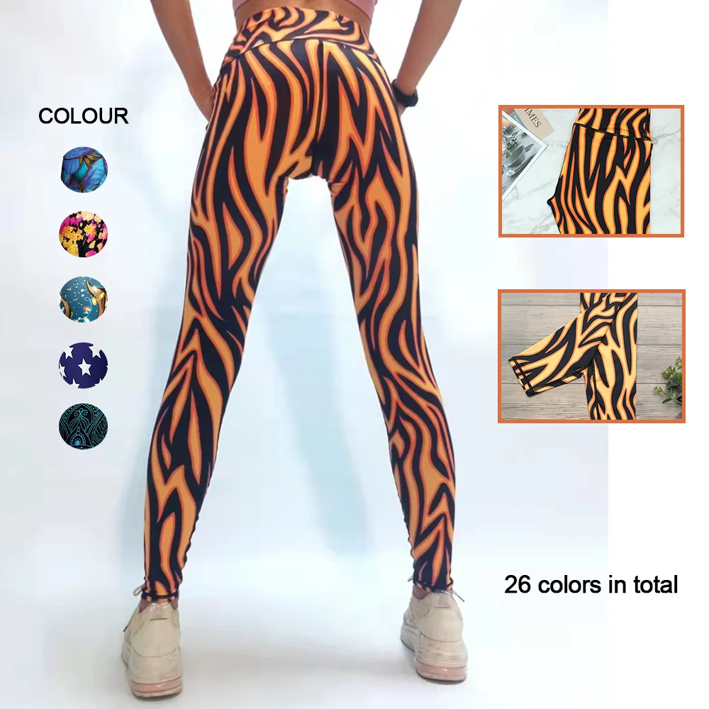 

Flame Pattern Yoga Pants Women Trousers Gym Elastic Leggings Sexy Sweatpants Female Outside Wear Tights Stretchy Pants S~2XL