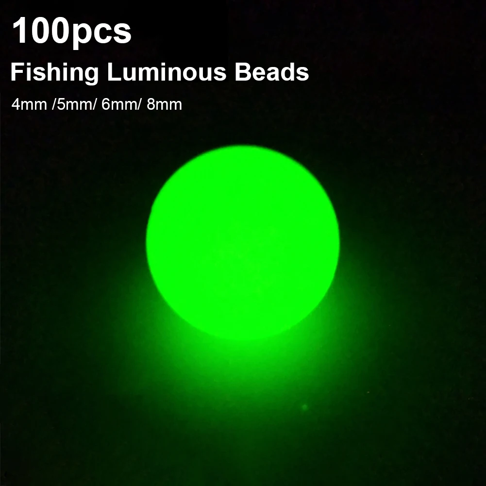 100 флуоресцентные Рыболовные Поплавки светящиеся бусины 3 мм-8 мм светильник