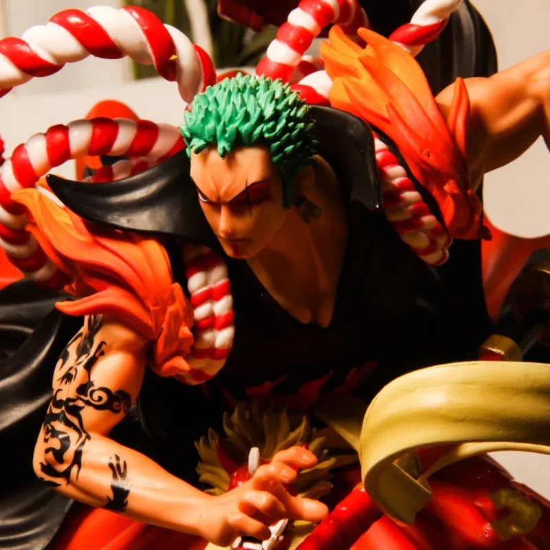 

9" One Piece Statue One Pole Flow Bust Kabuki Roronoa Zoro Full-Length Portrait Swordman PVC Action Figure Toy BOX 24CM X2718