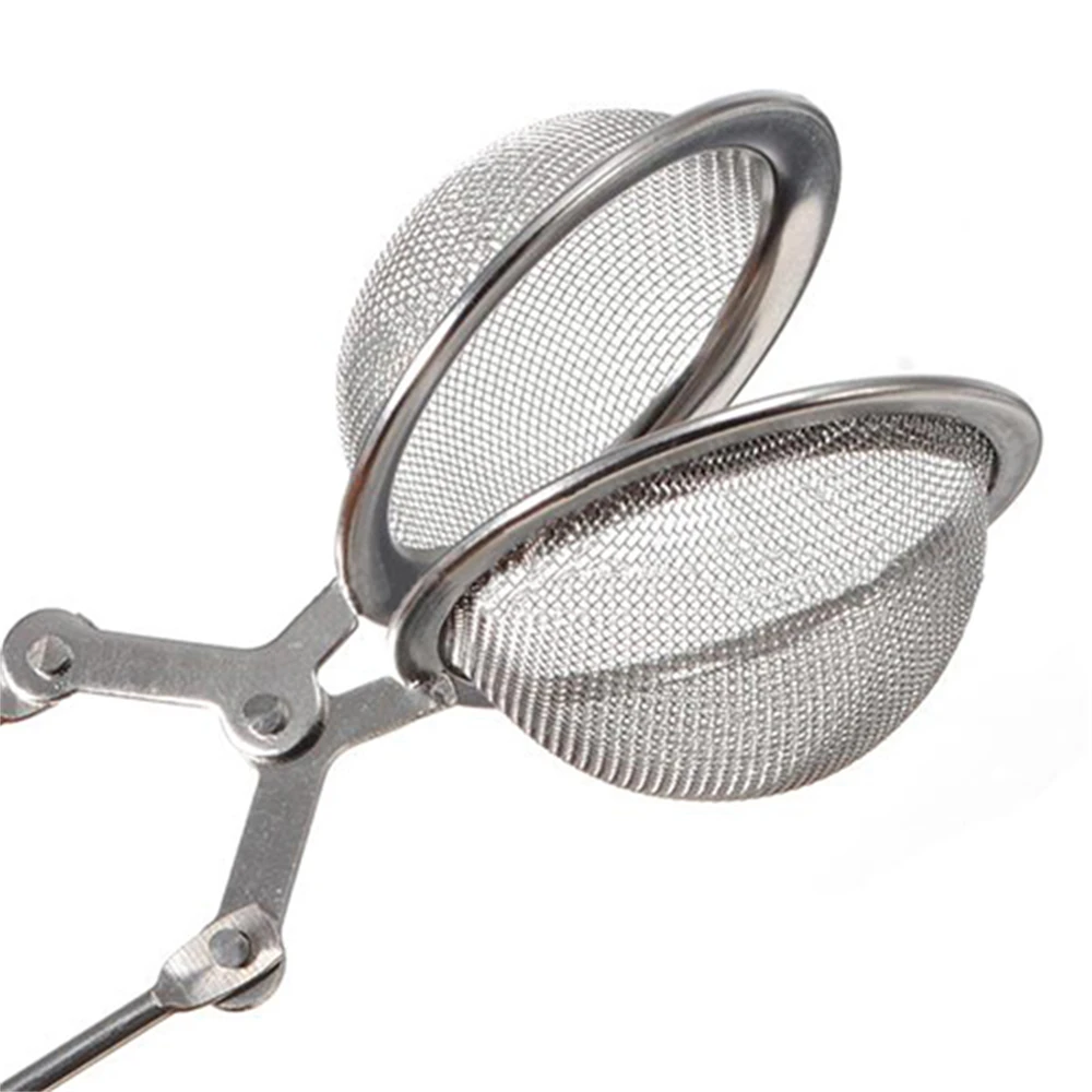 Spoon Tea Leaves Strainer Herb Mesh Ball Infuser Filter Squeeze Strainer Stainless Steel Tea Cup Clip Holder