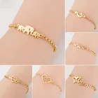 Браслет и браслет из нержавеющей стали с изображением бабочки слона сердца Луны звезды Женская мода металлические ювелирные изделия на день рождения с пентаграммой