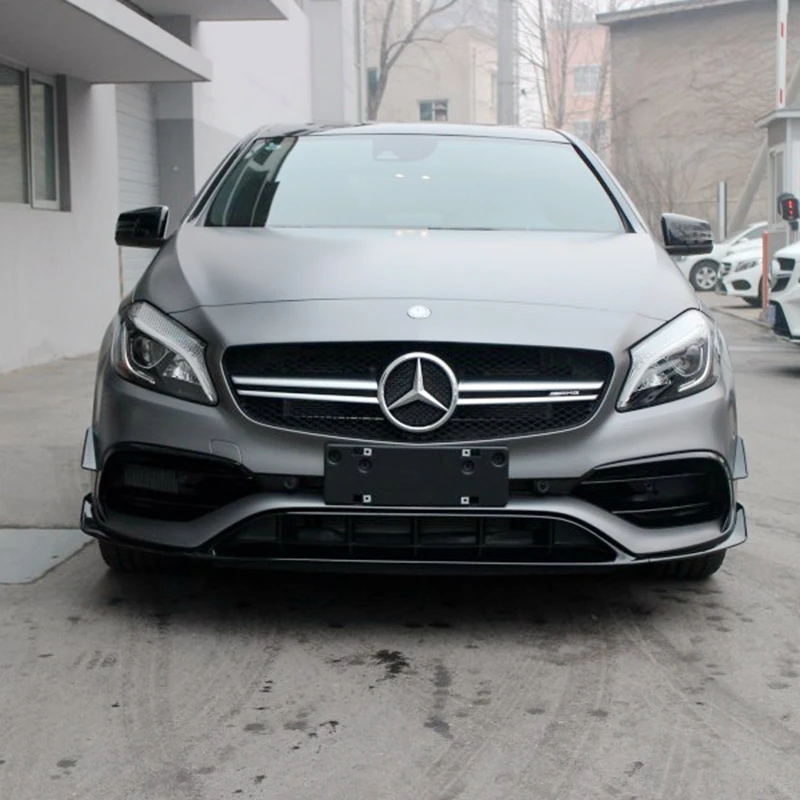 Для W176 передний спойлер сплиттеры Canards для Benz A Class A200 A250 A45 AMG- 8 шт. литьевая гарнитура украшение бампера