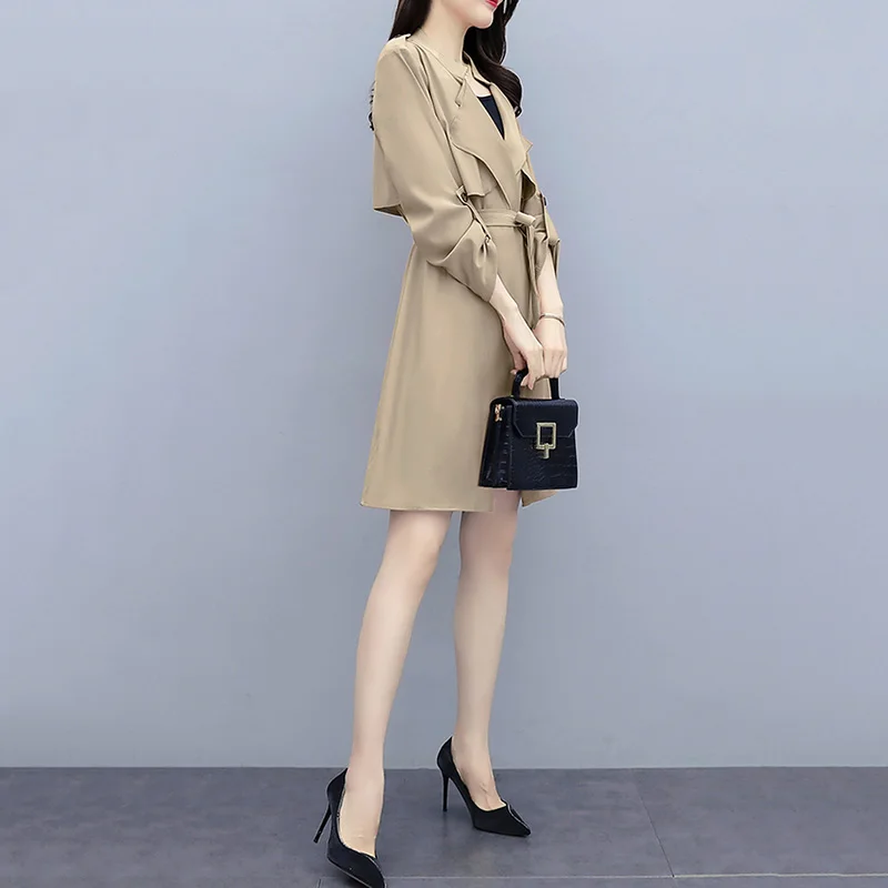 Сезон весна-осень Тренч тонкие женские ветровки размера плюс в Корейском стиле