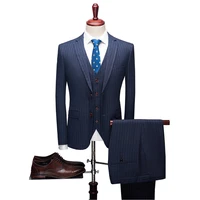 new fashion boutique mens plaid formal business suit 3 piece set mens high end casual suits jacket vest pants
