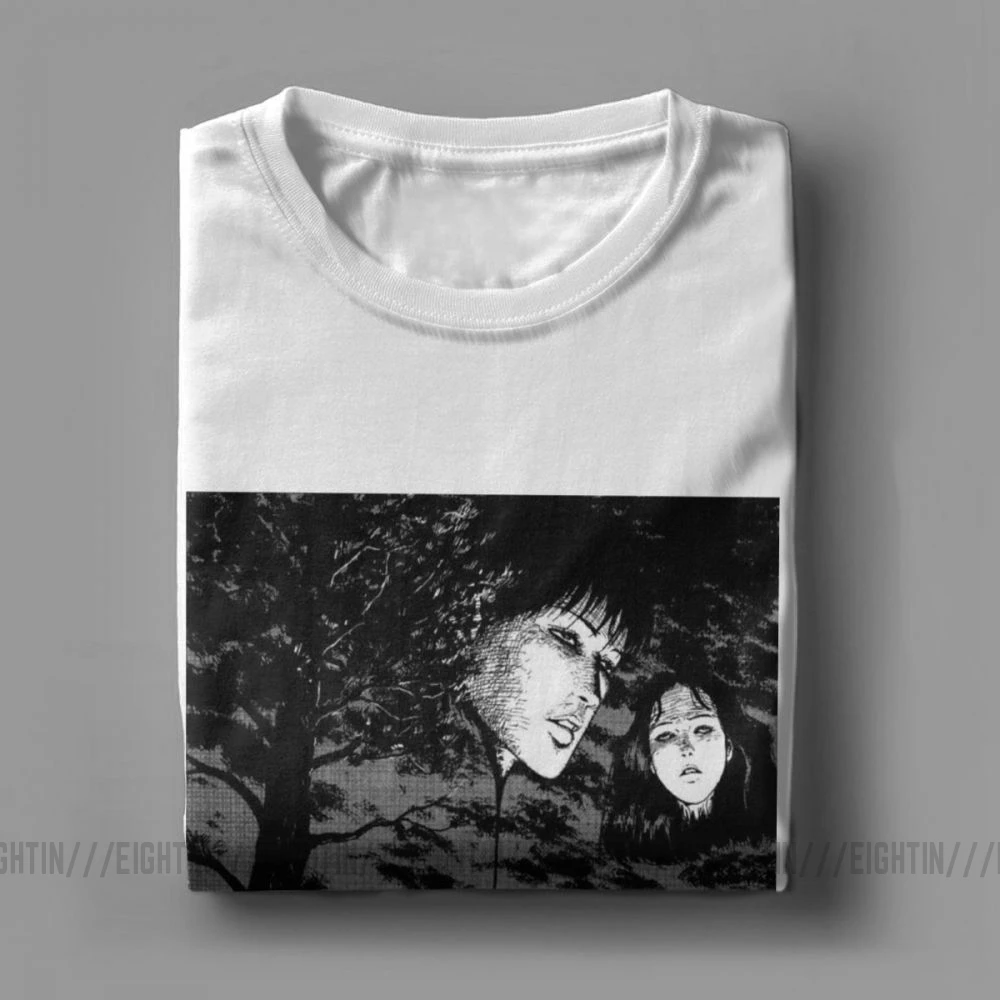 Junji Ito аниме жуткая манга японский ужас футболки мужские горячая Распродажа Топы Забавные футболки с круглым вырезом очищенные хлопковые футболки