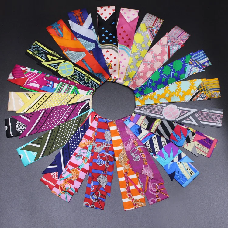 Headband Women Small Ribbon Multi-function Fashion Lady Silk Riband Scarves Handbag Scarf Female Clothing Match Bandeaus