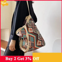 fashion winter bohemian woven womens shoulder bag large capacity travel handbag casual messenger bag tote bag