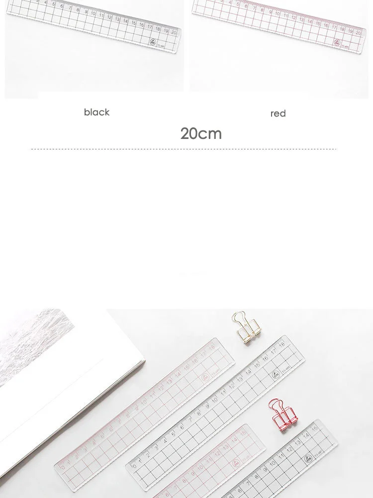 1pcs Simple STYLE 15cm 18cm 20cm Transparent Simple ruler square ruler cute stationery drawing supplies