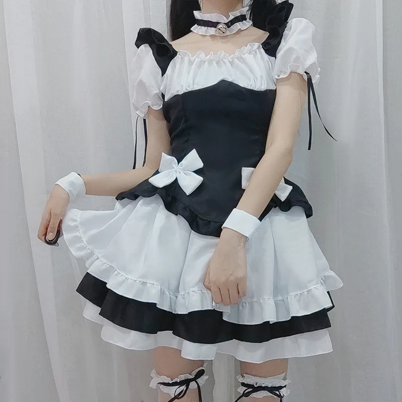 

Black Anime Dress Cosplay Costume Sweet Japanese French Outfit Halloween Vampire Little Devil Maid Lolita Uniform Gothic 2021