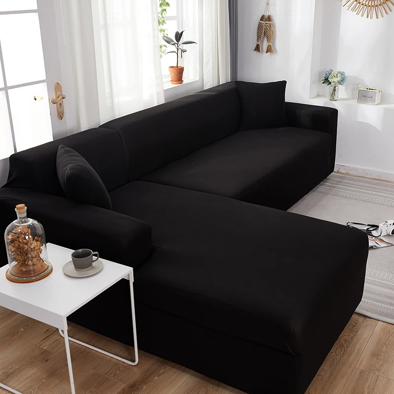 

Plain Corner Sofa Covers for Living Room Elastic Spandex Couch Cover Stretch Slipcovers L Shape Sofa Need Buy 2pcs Sofa Cover