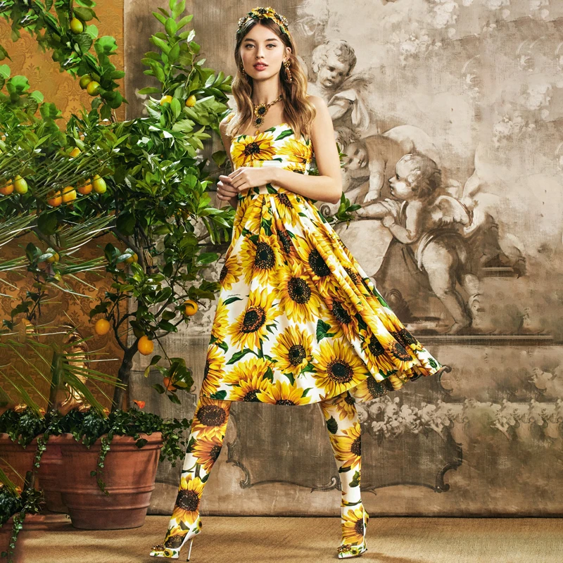 Женский сарафан на тонких бретельках подиумное пляжное платье желтого и