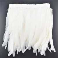 2meters pure white rooster feathers fringe trim ribbon tape skirt clothes diy feather crafts fringes sewing trimmings decoration
