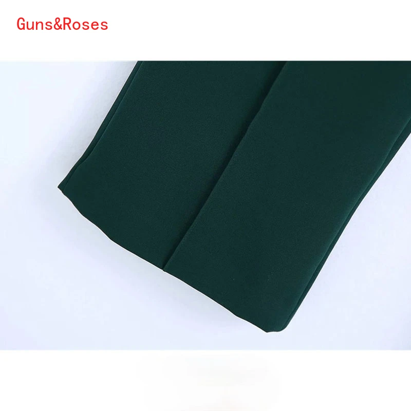 

Women Fashion Office Wear Side Pockets Straight Pants Vintage High Waist Zipper Fly Female Trousers Mujer