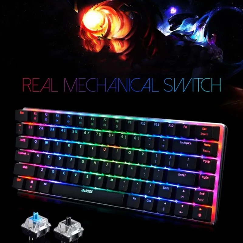 

AK33 Mechanical Gaming Keyboard RGB Backlit Wired Anti-ghosting Black Blue Switch For Game Laptop PC