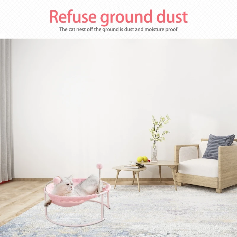 

Pet Summer Hammock Cat Puppy Dog with Stand Comfortable Cloth Hanging Nest Napping Bed for Small Pet