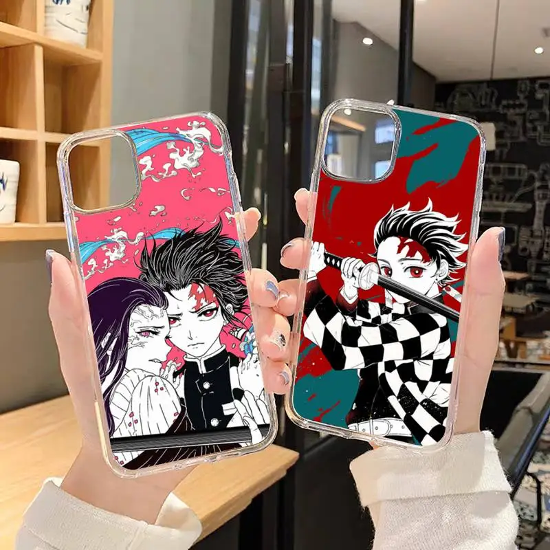 

Demon Slayer Kamado Tanjirou Nezuko Phone Case Transparent for iPhone 6 7 8 11 12 s mini pro X XS XR MAX Plus SE Clear Soft TPU
