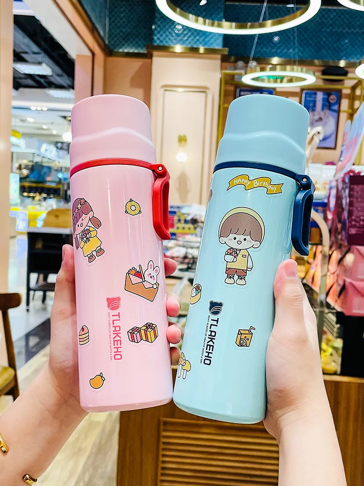 

Thermos cup female simple portable lovely student children's water cup high color value large capacity stainless steel