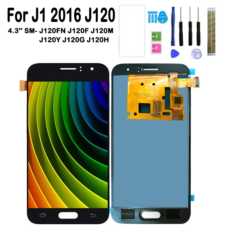 ЖК-экран с регулировкой яркости для Samsung Galaxy J1 2016 J120 сенсорный экран J120FN J120F J120M |