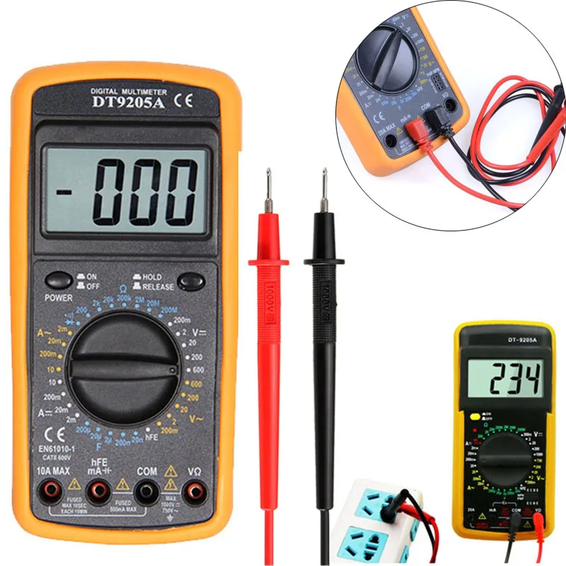 1 шт. DT9205A Цифровой мультиметр тестер ЖК дисплей Вольтметр электрик Высокая