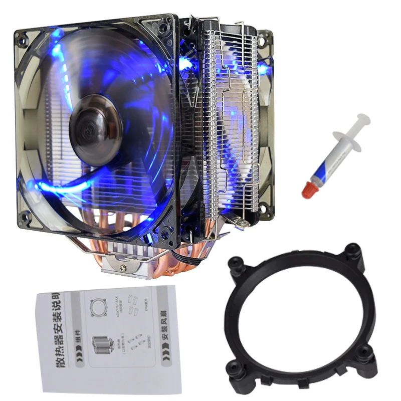 

Pccooler X6 5 Heatpipe CPU Cooler Dual Fan 12CM PWM 120mm LED Blue Light Fan Silent For AMD AM4 Intel 1155 1156 1151 1200