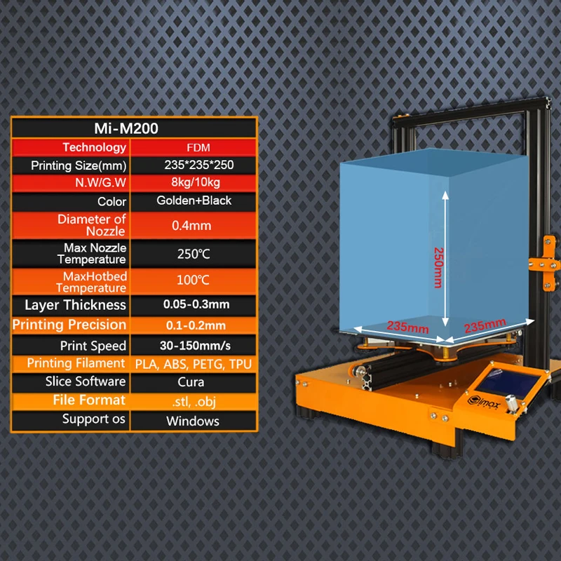 SIMAX3D Mi-M200 Высокоточный 3D-принтер FDM набор с технологией быстрого прототипирования