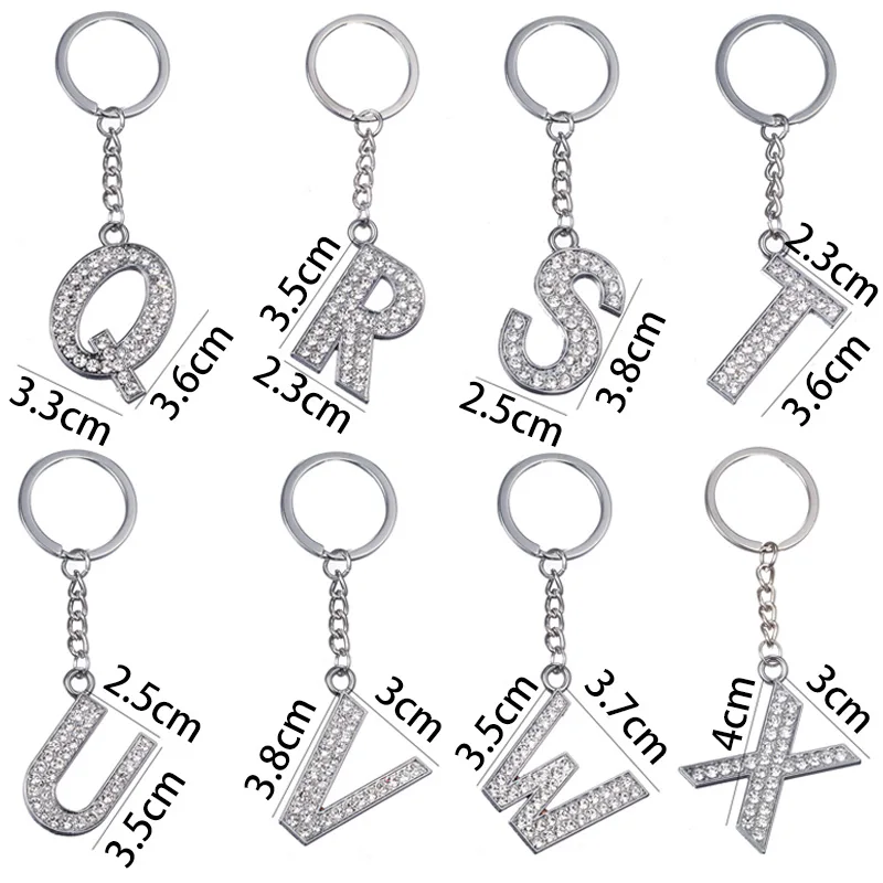 Хрустальные стразы алфавит брелок для ключей блестящая модная цепочка с буквами